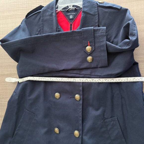 Tommy Hilfiger - Navy Belted Pea Coat with Brass Buttons - Size L - Picture 13 of 16